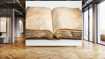 an open book with blank pages against a plain background. The book lies flat, and both pages are fully visible Wall mural