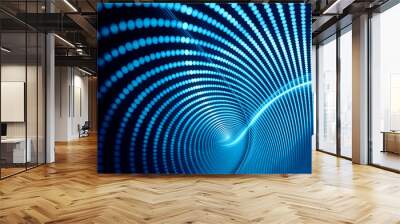 abstract blue and black background. fractal graphics series. composition of glowing lines and mosaic Wall mural