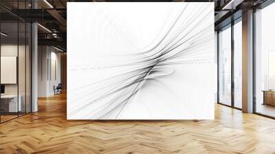 Abstract white and black background texture. Dynamic lines and halftone effects pattern. Detailed fractal graphics. Science and technology concept. Wall mural