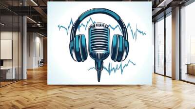 Podcast logo images illustration design Wall mural