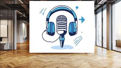 Podcast logo images illustration design Wall mural