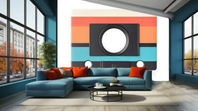 Retro cartoon style of a cassette tape with vibrant bold colors in a classic vintage aesthetic isolated on a clean white background  Nostalgic multimedia device design element with a playful Wall mural