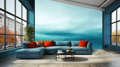 Smooth gradient transition from teal to turquoise to sky blue creating a serene and captivating abstract aquatic background  This digital showcases a fluid Wall mural