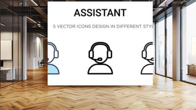 Assistant icon in filled, thin line, outline and stroke style. Vector illustration of two colored and black assistant vector icons designs can be used for mobile, ui, web Wall mural