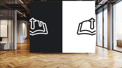 bible outline icon in white and black colors. bible flat vector icon from literature collection for web, mobile apps and ui. Wall mural