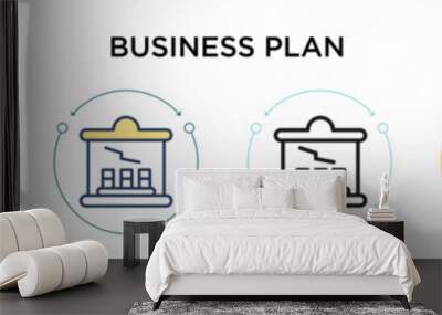 Business plan icon in filled, thin line, outline and stroke style. Vector illustration of two colored and black business plan vector icons designs can be used for mobile, ui, web Wall mural