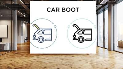 Car boot icon in filled, thin line, outline and stroke style. Vector illustration of two colored and black car boot vector icons designs can be used for mobile, ui, web Wall mural