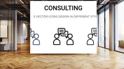 Consulting icon in filled, thin line, outline and stroke style. Vector illustration of two colored and black consulting vector icons designs can be used for mobile, ui, web Wall mural