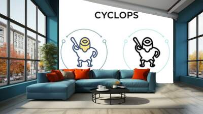 Cyclops icon in filled, thin line, outline and stroke style. Vector illustration of two colored and black cyclops vector icons designs can be used for mobile, ui, web Wall mural