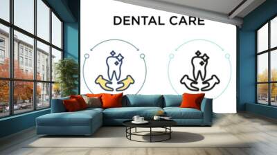 Dental care icon in filled, thin line, outline and stroke style. Vector illustration of two colored and black dental care vector icons designs can be used for mobile, ui, web Wall mural