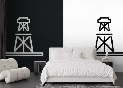 derrick outline icon in white and black colors. derrick flat vector icon from industry collection for web, mobile apps and ui. Wall mural