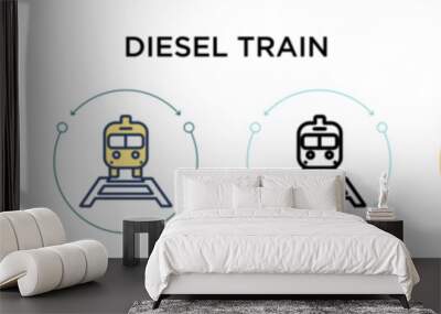 Diesel train icon in filled, thin line, outline and stroke style. Vector illustration of two colored and black diesel train vector icons designs can be used for mobile, ui, web Wall mural