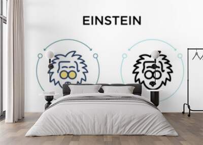 Einstein icon in filled, thin line, outline and stroke style. Vector illustration of two colored and black einstein vector icons designs can be used for mobile, ui, web Wall mural