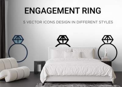 Engagement ring icon in filled, thin line, outline and stroke style. Vector illustration of two colored and black engagement ring vector icons designs can be used for mobile, ui, web Wall mural