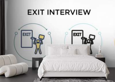 Exit interview icon in filled, thin line, outline and stroke style. Vector illustration of two colored and black exit interview vector icons designs can be used for mobile, ui, web Wall mural