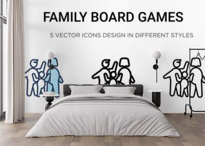 Family board games icon in filled, thin line, outline and stroke style. Vector illustration of two colored and black family board games vector icons designs can be used for mobile, ui, web Wall mural