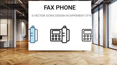 Fax phone icon in filled, thin line, outline and stroke style. Vector illustration of two colored and black fax phone vector icons designs can be used for mobile, ui, web Wall mural