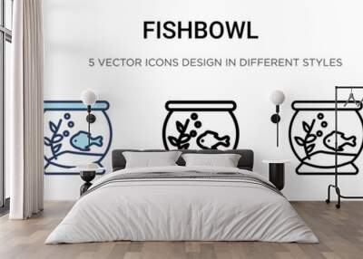 Fishbowl icon in filled, thin line, outline and stroke style. Vector illustration of two colored and black fishbowl vector icons designs can be used for mobile, ui, Wall mural