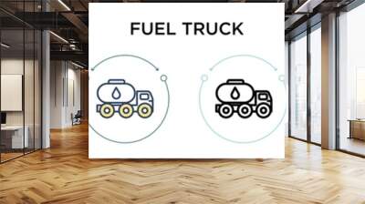 Fuel truck icon in filled, thin line, outline and stroke style. Vector illustration of two colored and black fuel truck vector icons designs can be used for mobile, ui, web Wall mural