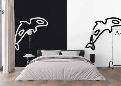 grampus outline icon in white and black colors. grampus flat vector icon from animals collection for web, mobile apps and ui. Wall mural