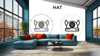 Hat icon in filled, thin line, outline and stroke style. Vector illustration of two colored and black hat vector icons designs can be used for mobile, ui, web Wall mural