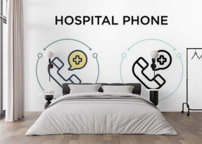 Hospital phone icon in filled, thin line, outline and stroke style. Vector illustration of two colored and black hospital phone vector icons designs can be used for mobile, ui, web Wall mural