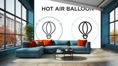 Hot air balloon icon in filled, thin line, outline and stroke style. Vector illustration of two colored and black hot air balloon vector icons designs can be used for mobile, ui, web Wall mural