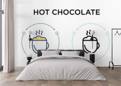 Hot chocolate icon in filled, thin line, outline and stroke style. Vector illustration of two colored and black hot chocolate vector icons designs can be used for mobile, ui, web Wall mural