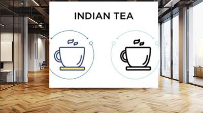 Indian tea icon in filled, thin line, outline and stroke style. Vector illustration of two colored and black indian tea vector icons designs can be used for mobile, ui, web Wall mural