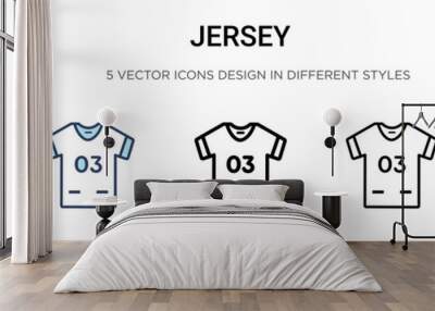 Jersey icon in filled, thin line, outline and stroke style. Vector illustration of two colored and black jersey vector icons designs can be used for mobile, ui, web Wall mural