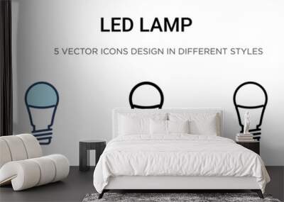 Led lamp icon in filled, thin line, outline and stroke style. Vector illustration of two colored and black led lamp vector icons designs can be used for mobile, ui, web Wall mural