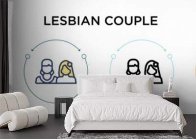 Lesbian couple icon in filled, thin line, outline and stroke style. Vector illustration of two colored and black lesbian couple vector icons designs can be used for mobile, ui, web Wall mural