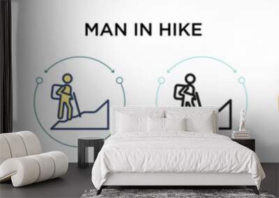 Man in hike icon in filled, thin line, outline and stroke style. Vector illustration of two colored and black man in hike vector icons designs can be used for mobile, ui, web Wall mural