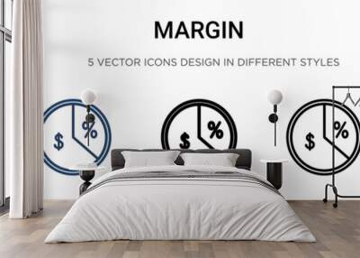 Margin icon in filled, thin line, outline and stroke style. Vector illustration of two colored and black margin vector icons designs can be used for mobile, ui, web Wall mural