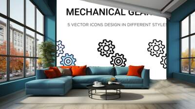 Mechanical gears icon in filled, thin line, outline and stroke style. Vector illustration of two colored and black mechanical gears vector icons designs can be used for mobile, ui, web Wall mural