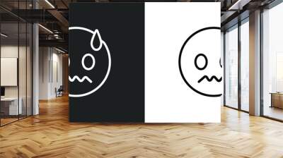 nervous emoji outline icon in white and black colors. nervous emoji flat vector icon from emoji collection for web, mobile apps and ui. Wall mural