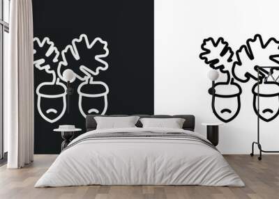 nut leaf outline icon in white and black colors. nut leaf flat vector icon from nature collection for web, mobile apps and ui. Wall mural