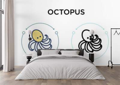 Octopus icon in filled, thin line, outline and stroke style. Vector illustration of two colored and black octopus vector icons designs can be used for mobile, ui, web Wall mural