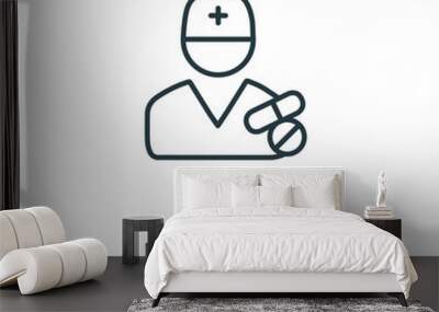 Pharmacist outline vector icon. Thin line black pharmacist icon, flat vector simple element illustration from editable professions concept isolated on white background Wall mural