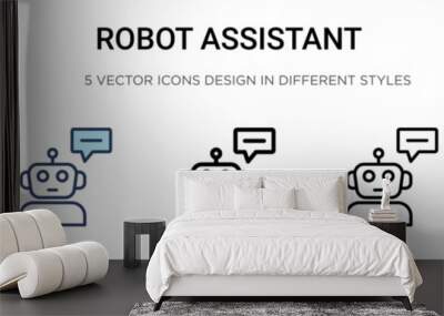 Robot assistant icon in filled, thin line, outline and stroke style. Vector illustration of two colored and black robot assistant vector icons designs can be used for mobile, ui, web Wall mural