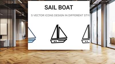 Sail boat icon in filled, thin line, outline and stroke style. Vector illustration of two colored and black sail boat vector icons designs can be used for mobile, ui, web Wall mural