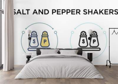 Salt and pepper shakers icon in filled, thin line, outline and stroke style. Vector illustration of two colored and black salt and pepper shakers vector icons designs can be used for mobile, ui, web Wall mural