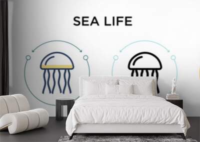 Sea life icon in filled, thin line, outline and stroke style. Vector illustration of two colored and black sea life vector icons designs can be used for mobile, ui, web Wall mural