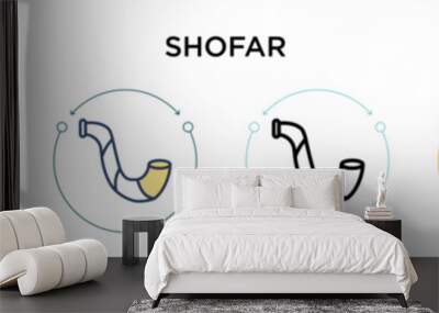 Shofar icon in filled, thin line, outline and stroke style. Vector illustration of two colored and black shofar vector icons designs can be used for mobile, ui, web Wall mural