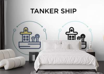 Tanker ship icon in filled, thin line, outline and stroke style. Vector illustration of two colored and black tanker ship vector icons designs can be used for mobile, ui, web Wall mural