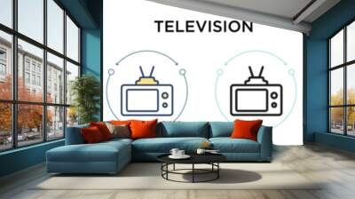 Television icon in filled, thin line, outline and stroke style. Vector illustration of two colored and black television vector icons designs can be used for mobile, ui, web Wall mural