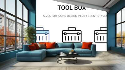 Tool box icon in filled, thin line, outline and stroke style. Vector illustration of two colored and black tool box vector icons designs can be used for mobile, ui, web Wall mural