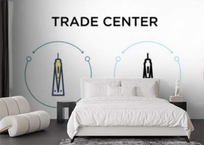 Trade center icon in filled, thin line, outline and stroke style. Vector illustration of two colored and black trade center vector icons designs can be used for mobile, ui, web Wall mural