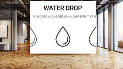 Water drop icon in filled, thin line, outline and stroke style. Vector illustration of two colored and black water drop vector icons designs can be used for mobile, ui, web Wall mural