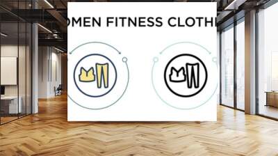 Women fitness clothing icon in filled, thin line, outline and stroke style. Vector illustration of two colored and black women fitness clothing vector icons designs can be used for mobile, ui, web Wall mural